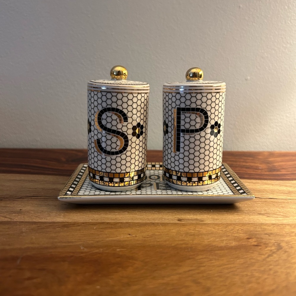 Anthropologie - Bistro Tile Salt and Pepper Shaker - Brand New